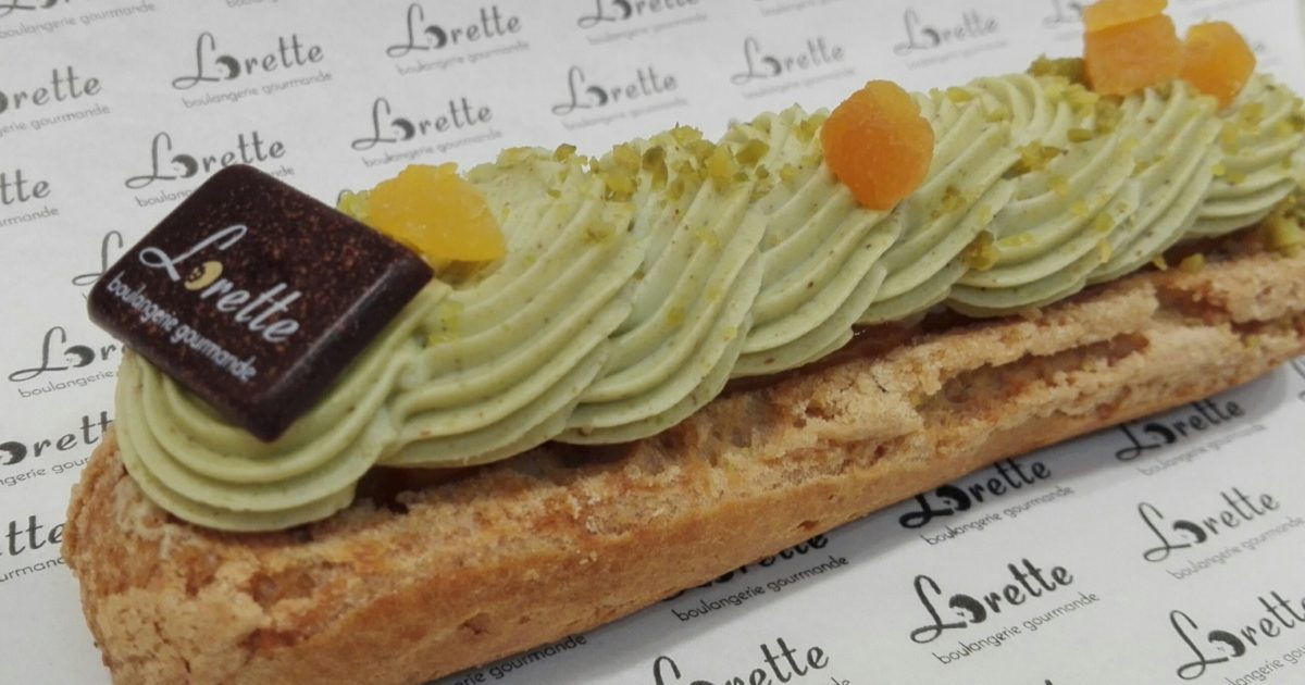 Eclair du mois pistache abricot Boulangerie Lorette Paris 13