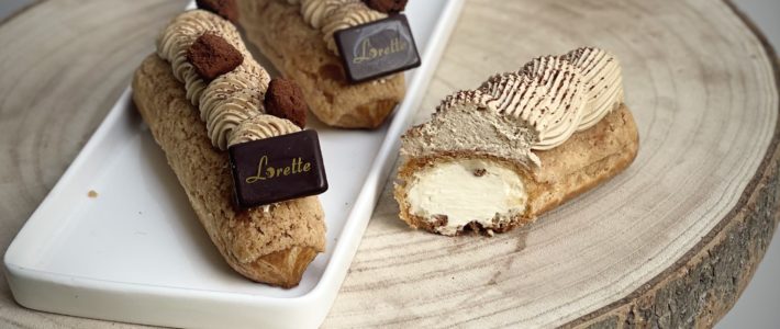 Eclair tiramisu de Lorette, boulangerie artisanale à Paris